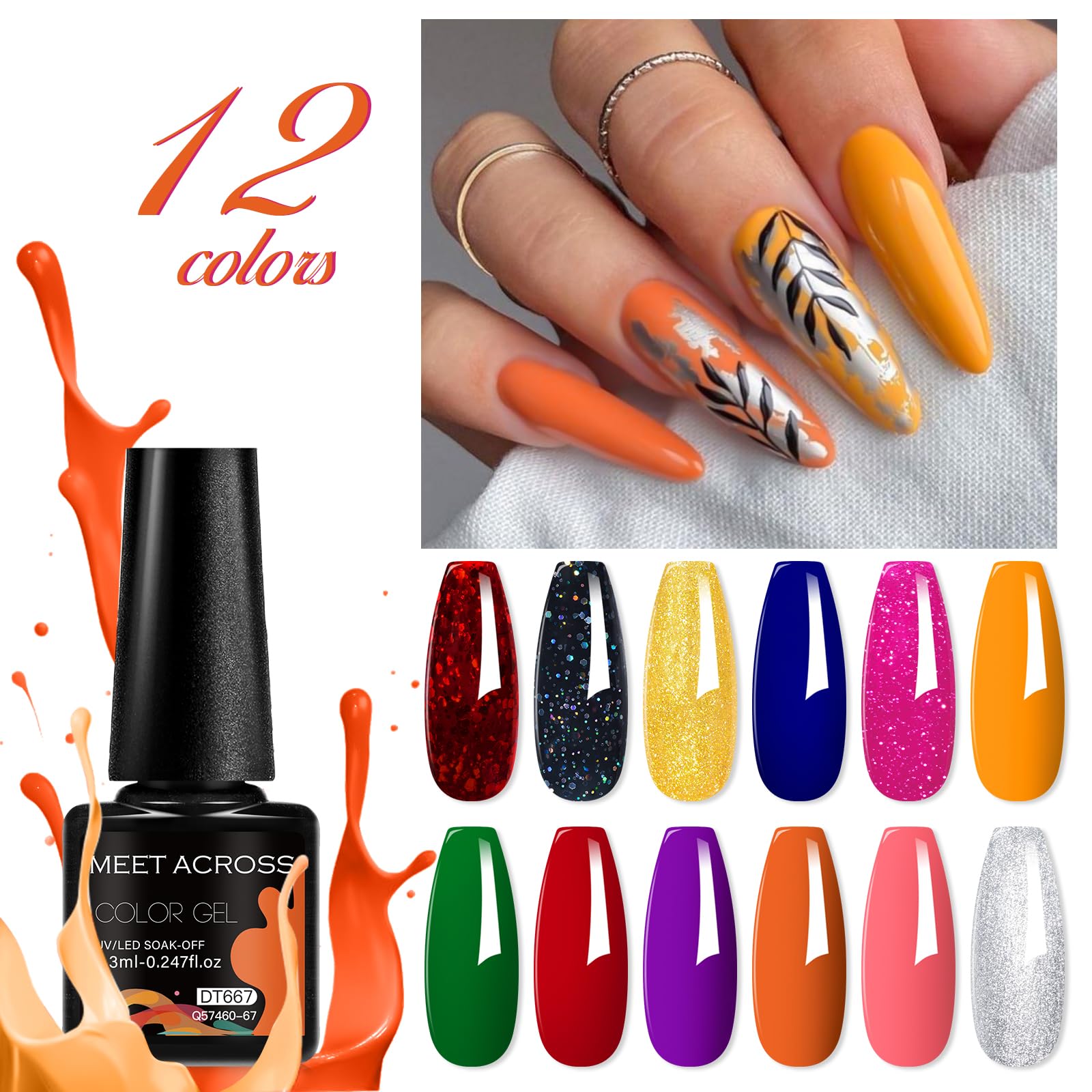 Amazon.com: MEET ACROSS 12pcs Gel Nail Polish Set,Soak Off UV LED